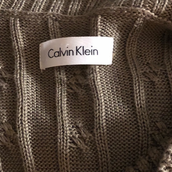 Calvin Klein Sleeveless Shawl Collar Lt Brown Cable Knit Sweater Dress Size S/P - Picture 4 of 6